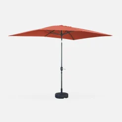Parasol rectangular poste efecto madera, 2x3m