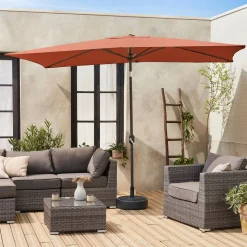 Parasol rectangular poste efecto madera, 2x3m