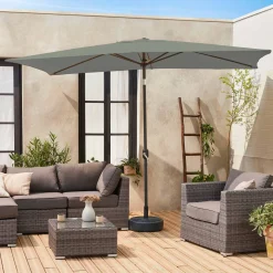 Parasol rectangular poste efecto madera, 2x3m