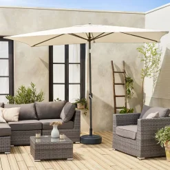 Parasol rectangular poste efecto madera, 2x3m