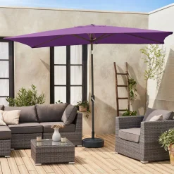 Parasol rectangular poste efecto madera, 2x3m