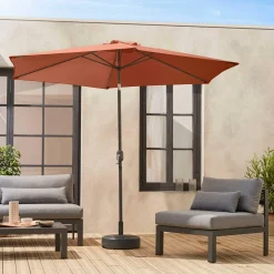Parasol rectangular poste efecto madera, 3x3m