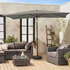 Parasol rectangular poste efecto madera, 2x3m
