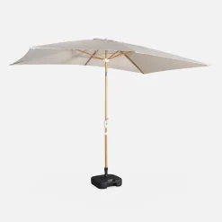 Parasol rectangular poste efecto madera, 2x3m