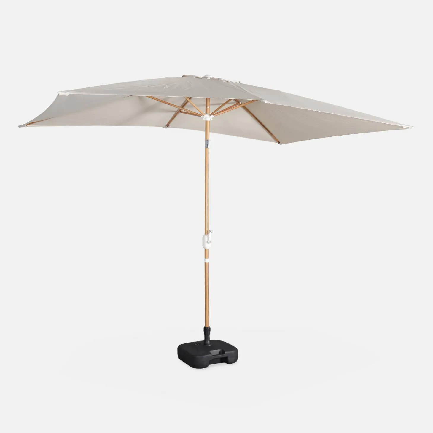 Parasol rectangular poste efecto madera, 2x3m