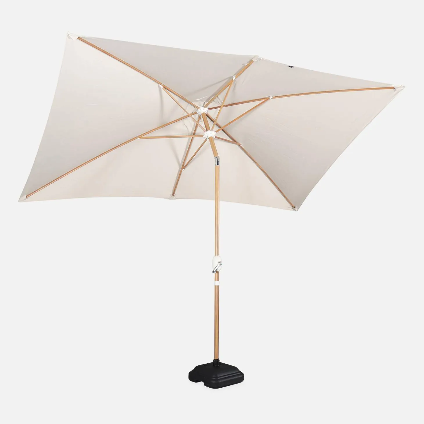 Parasol rectangular poste efecto madera, 2x3m