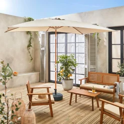 Parasol rectangular poste efecto madera, 2x3m