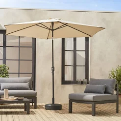 Parasol rectangular poste efecto madera, 3x3m