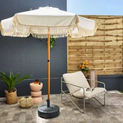 Parasol redondo recta con flecos, Ø2m