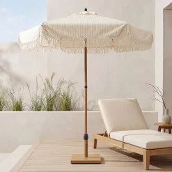 Parasol redondo recta con flecos, Ø2m