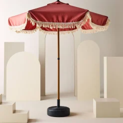 Parasol redondo recta con flecos, Ø2m