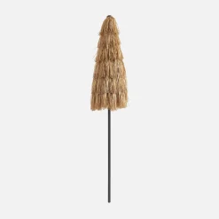 Parasol redondo recta exótica, Ø2m + acero efecto madera y paja
