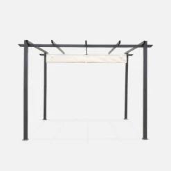 Pergola, aluminio, 3x3m, tela deslizante