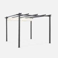 Pergola, aluminio, 3x3m, tela deslizante
