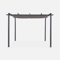 Pergola, aluminio, 3x3m, tela deslizante