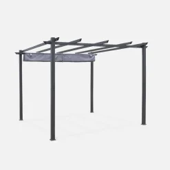 Pergola, aluminio, 3x3m, tela deslizante