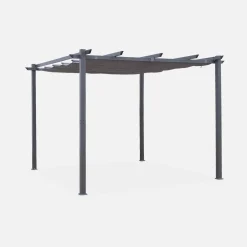 Pergola, aluminio, 3x3m, tela deslizante