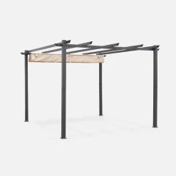 Pergola, aluminio, 3x3m, tela deslizante