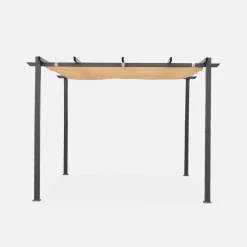 Pergola, aluminio, 3x3m, tela deslizante