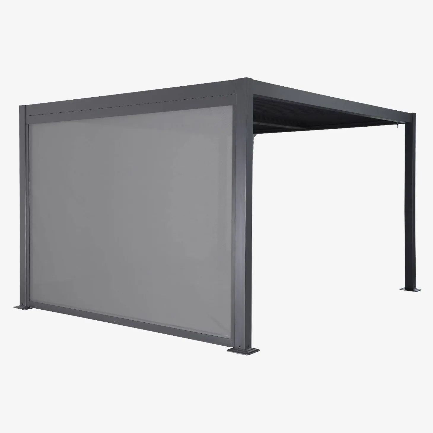 Pergola bioclimática de aluminio y acero 3x3m + 1 toldo de 3m