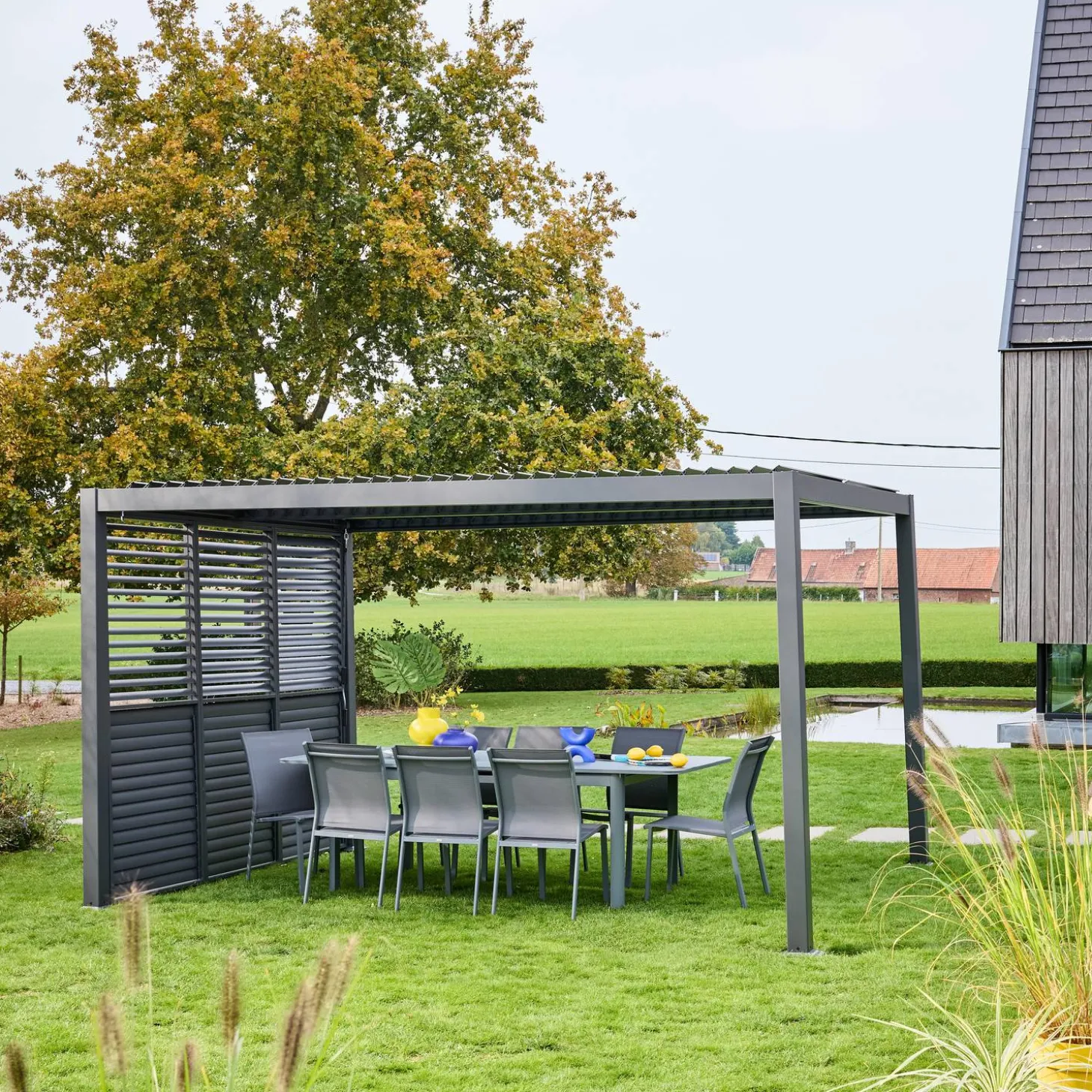 Persiana con lamas orientables para pérgola bioclimática de aluminio, 1m