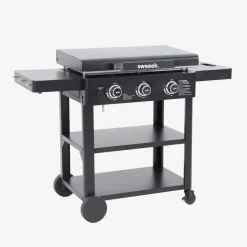 Plancha de gas 3 quemadores acero inoxidable con carrito, 12kW