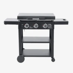 Plancha de gas 3 quemadores acero inoxidable con carrito, 12kW