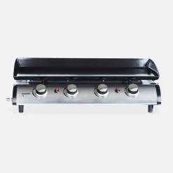 Plancha de gas 4 quemadores de acero inoxidable con carrito y utensilios, 10kW