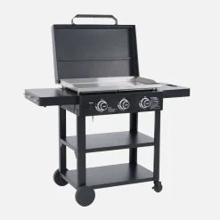 Plancha de gas 3 quemadores acero inoxidable 12kW con carrito y utensilios