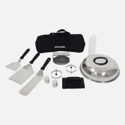 Plancha de gas 3 quemadores acero inoxidable 12kW con carrito y utensilios