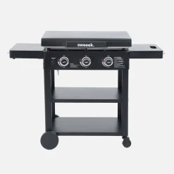 Plancha de gas 3 quemadores acero inoxidable 12kW con carrito y utensilios