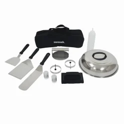 Plancha de gas 4 quemadores de acero inoxidable con utensilios, 10kW