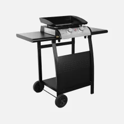 Plancha de gas 2 quemadores 5kW con carrito