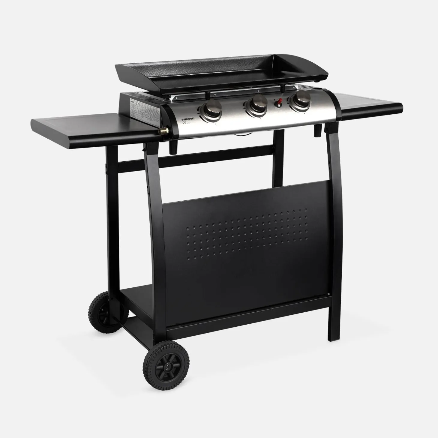 Plancha de gas de 3 quemadores 7,5kW + carro