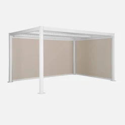 Pérgola bioclimática aluminio y acero 3x4m con toldo de 3m + toldo de 4m