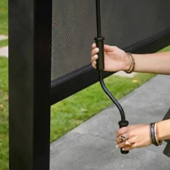 Pérgola bioclimática aluminio y acero 3x4m con toldo de 3m + toldo de 4m