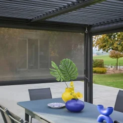 Pérgola bioclimática aluminio y acero 3x4m con toldo de 3m + toldo de 4m