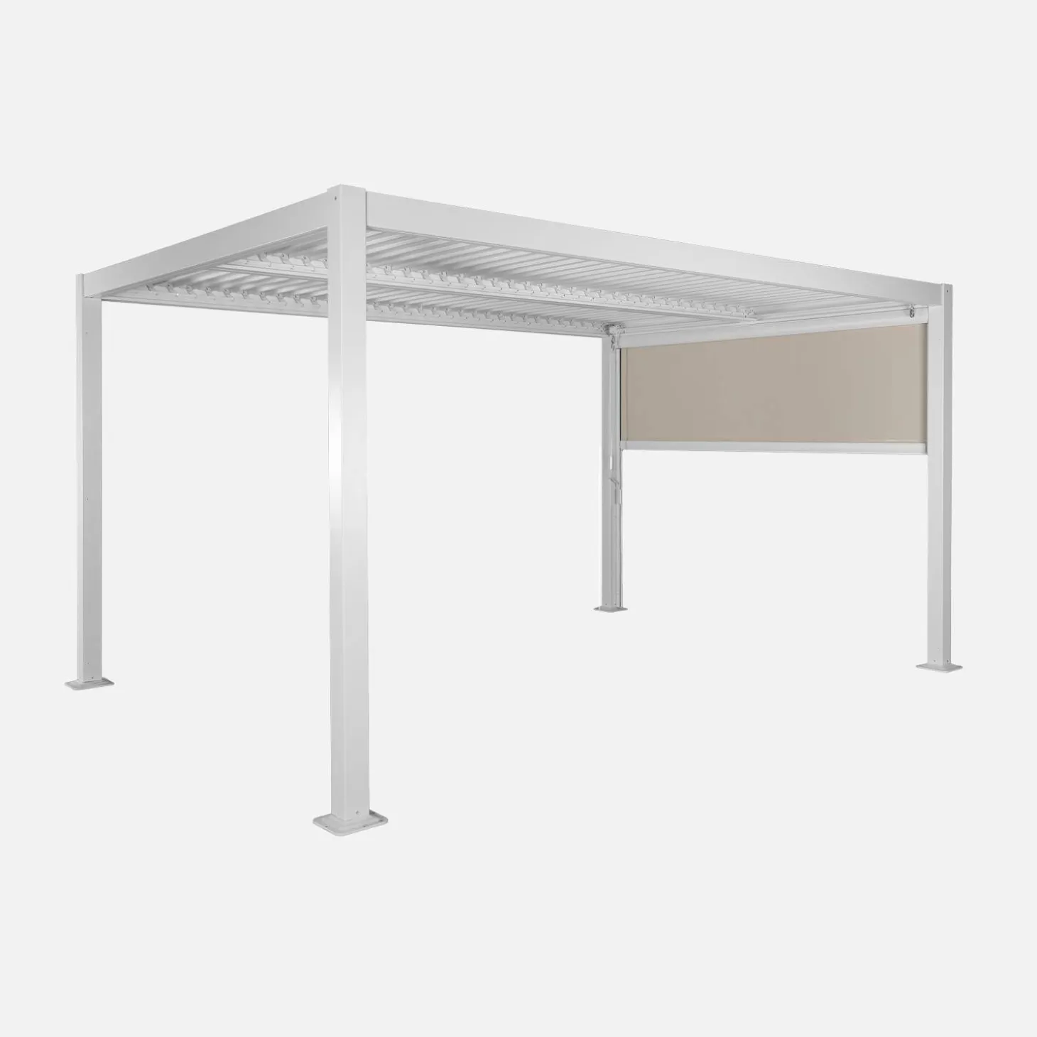 Pérgola bioclimática de aluminio y acero 3x4m + toldo de 3m