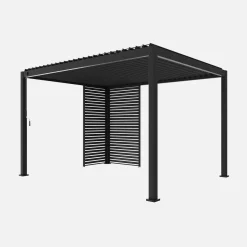 Pérgola bioclimática de aluminio 3x4m + 1 persiana 1m+ 1 persiana 1.3m