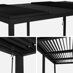Pérgola bioclimática de aluminio y acero 3x6m con 2 toldos de 3m