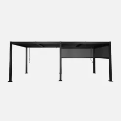 Pérgola bioclimática de aluminio y acero 3x6m con 2 toldos de 3m