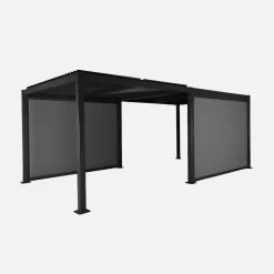 Pérgola bioclimática de aluminio y acero 3x6m con 2 toldos de 3m