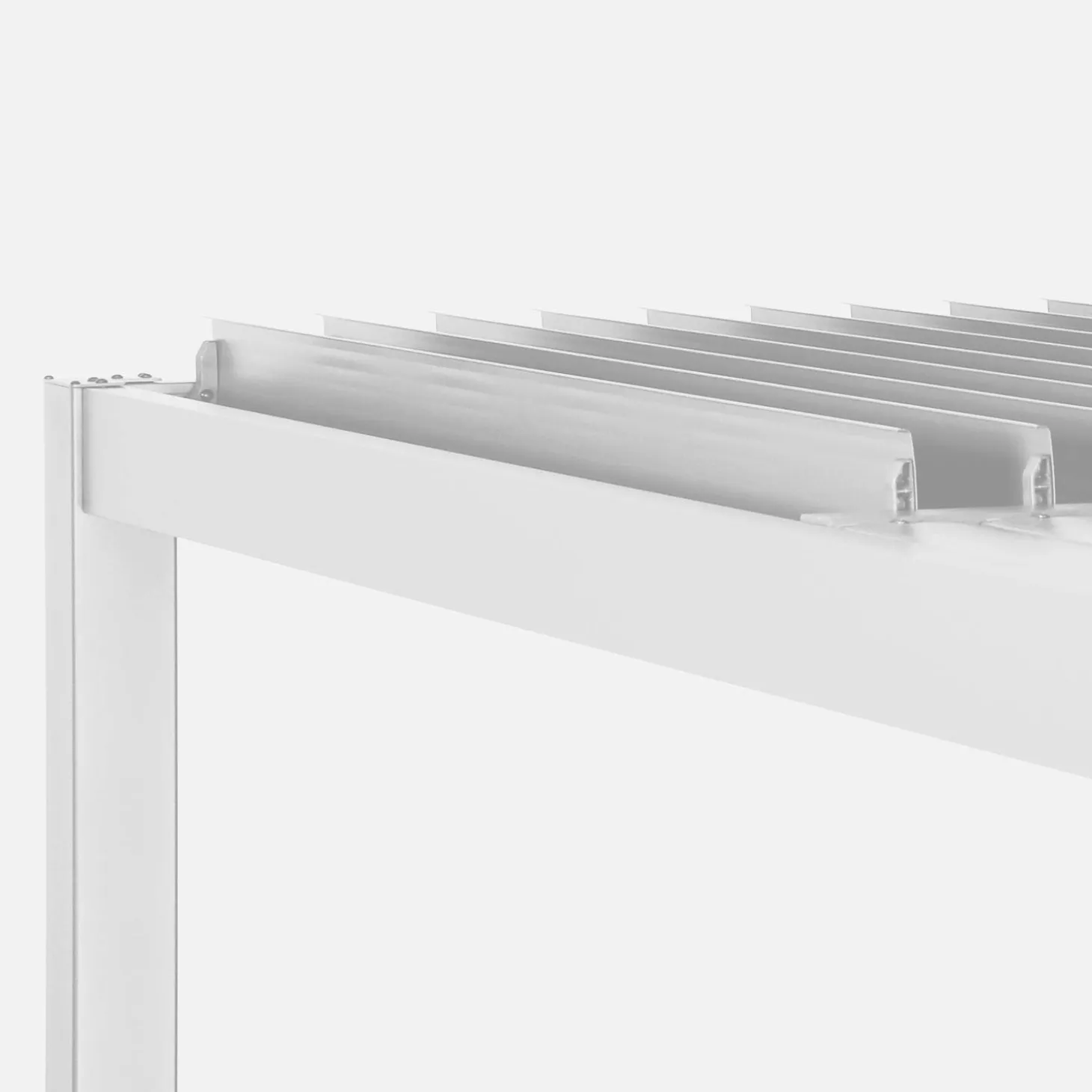 Pérgola bioclimática de aluminio y acero con lamas orientables, 3,6x3,6m
