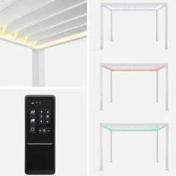 Pérgola bioclimática de aluminio con iluminación LED 3x4m
