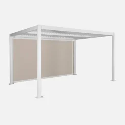 Pérgola bioclimática de aluminio y acero 3x4m con toldo 4m
