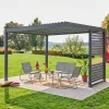 Pérgola bioclimática de aluminio y acero con lamas orientables y persiana integrada, 3,5x3,5m