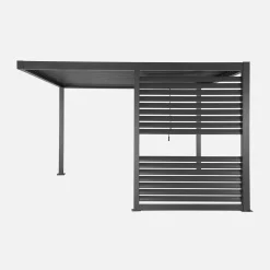 Pérgola bioclimática de aluminio y acero con lamas orientables y persiana integrada, 3,5x3,5m