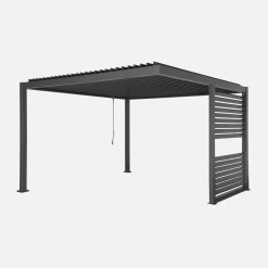 Pérgola bioclimática de aluminio y acero con lamas orientables y persiana integrada, 3,5x3,5m