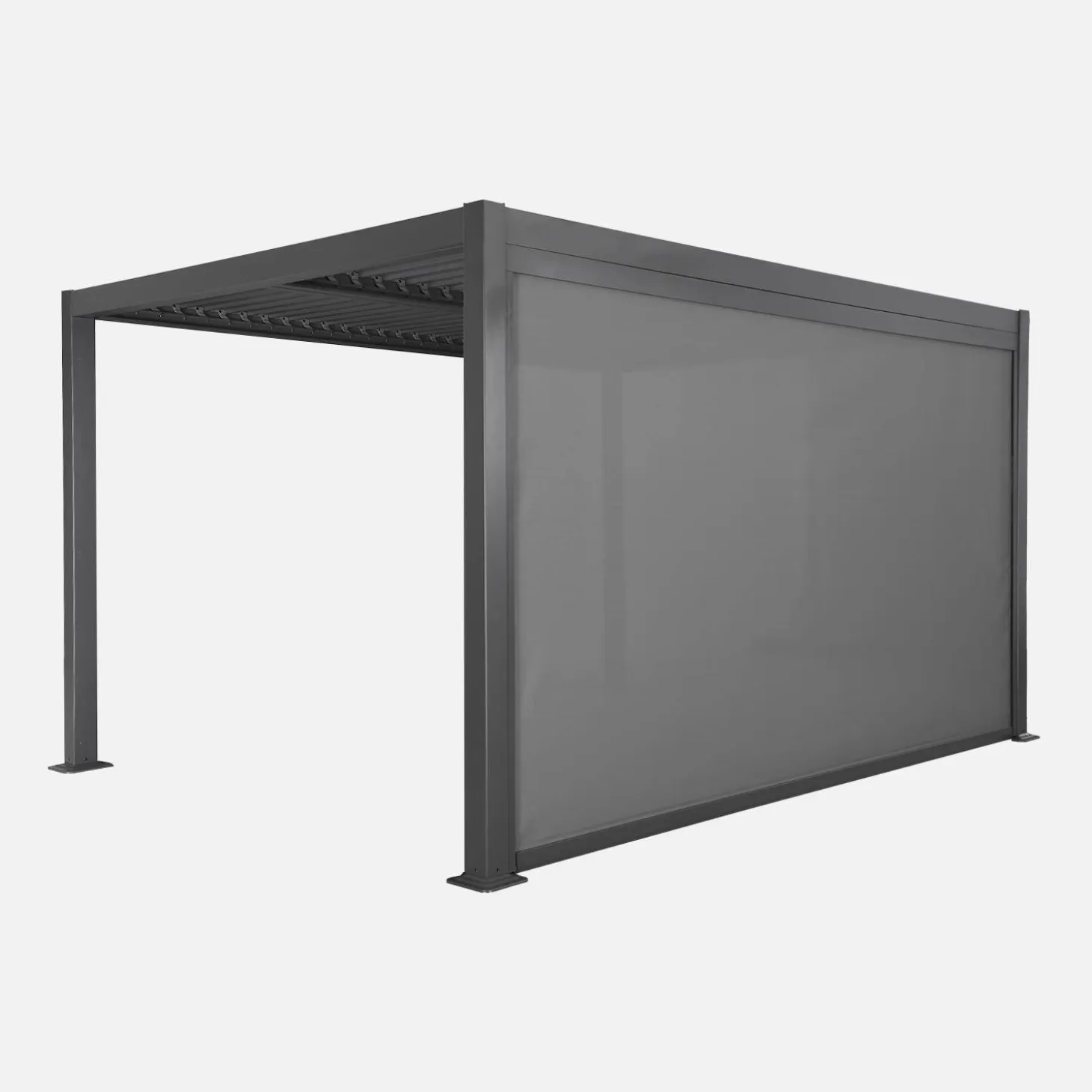 Pérgola bioclimática de aluminio y acero 3x4m con toldo 4m