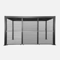 Pérgola bioclimática de aluminio y acero 3x4m + 3 persianas de 1.3m con lamas orientables